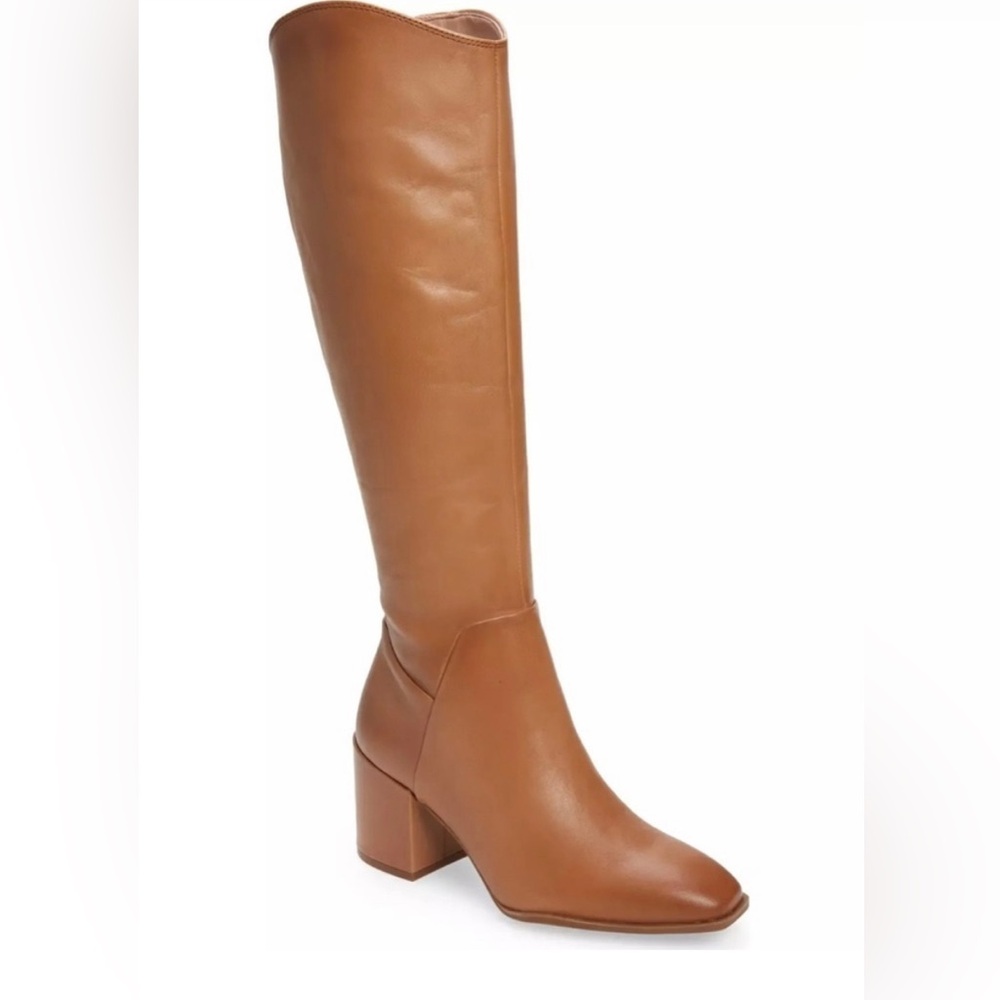Nordstrom Valentina Tall Shaft Boots Cognac Brown Leather Knee 9.5M